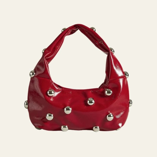 Velira Bags Raudona Riviera Studded Hobo Krepšys