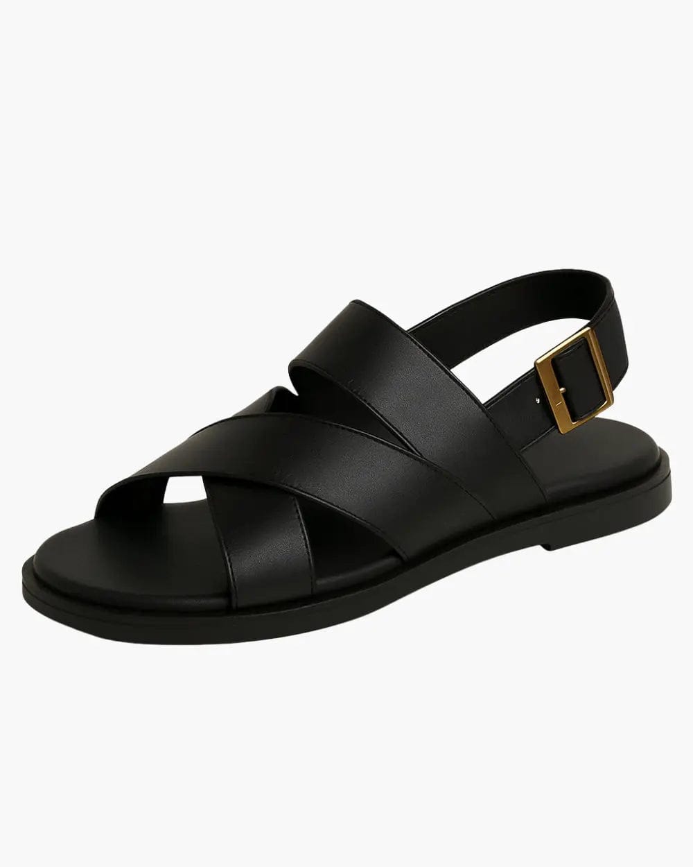 LITHUA Juoda / 38 Lanaro™ | Elegantiški Kryžminiai Sandalai