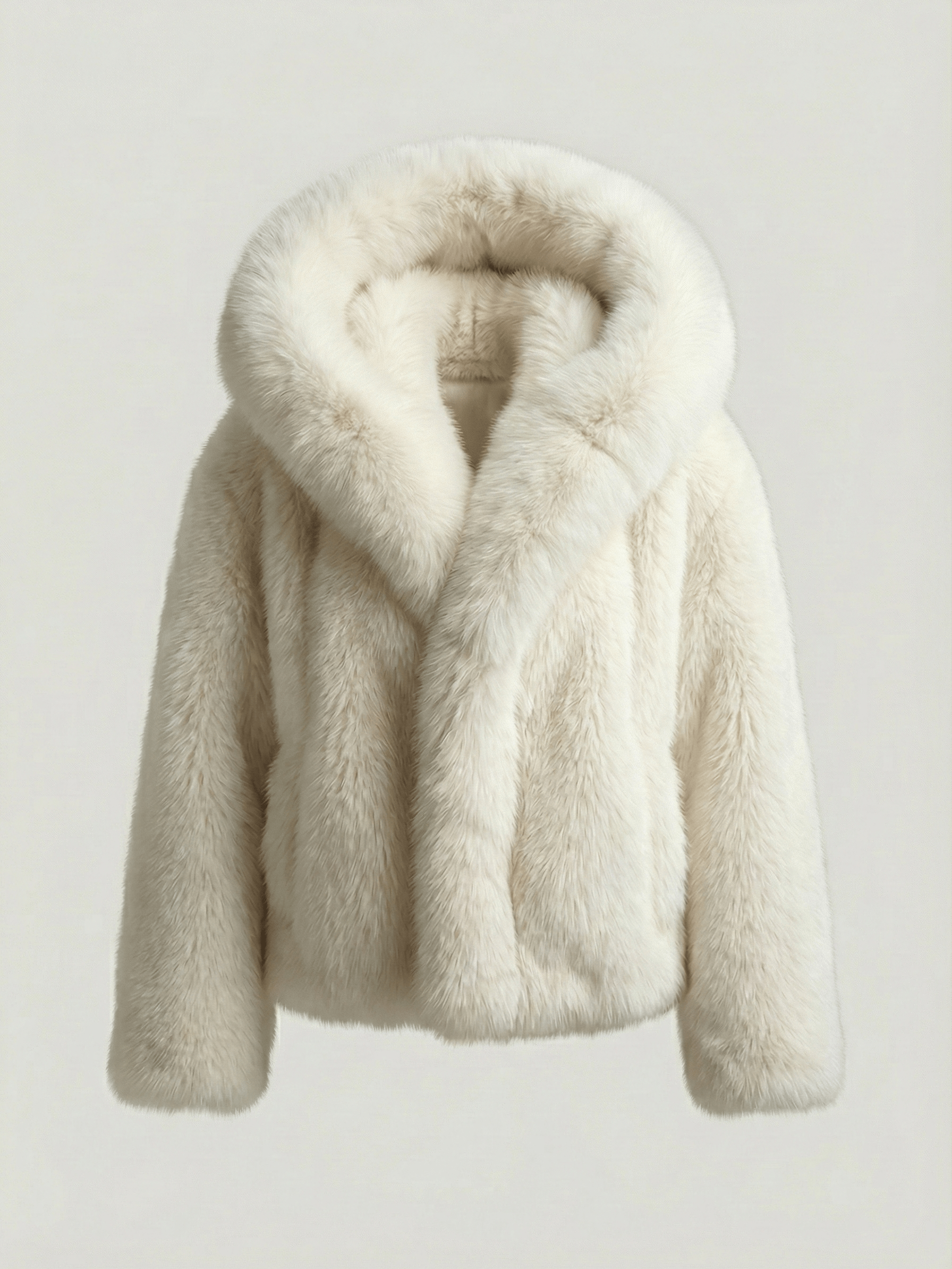 Velira Athena | Faux Fur Hooded Statement Coat Balta / S Athena | Dirbtinio kailio su gobtuvu stilingas paltas