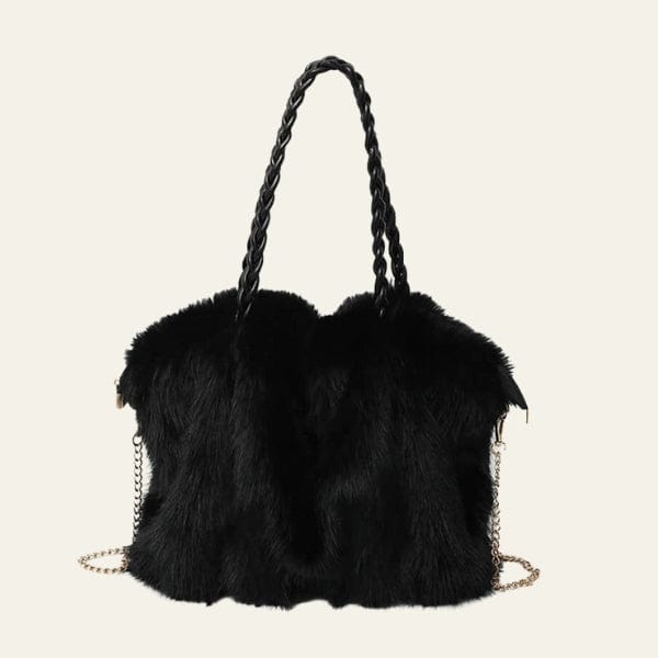 Velira Bags Juoda Milano pintos rankenos dirbtinio kailio rankinė