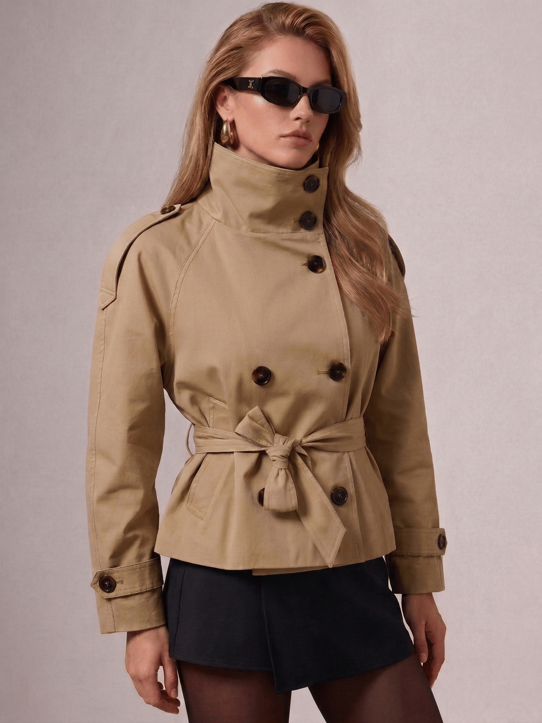 Velira Cath | Short Belted Trench Coat Cath | Trumpas diržinis lietpaltis