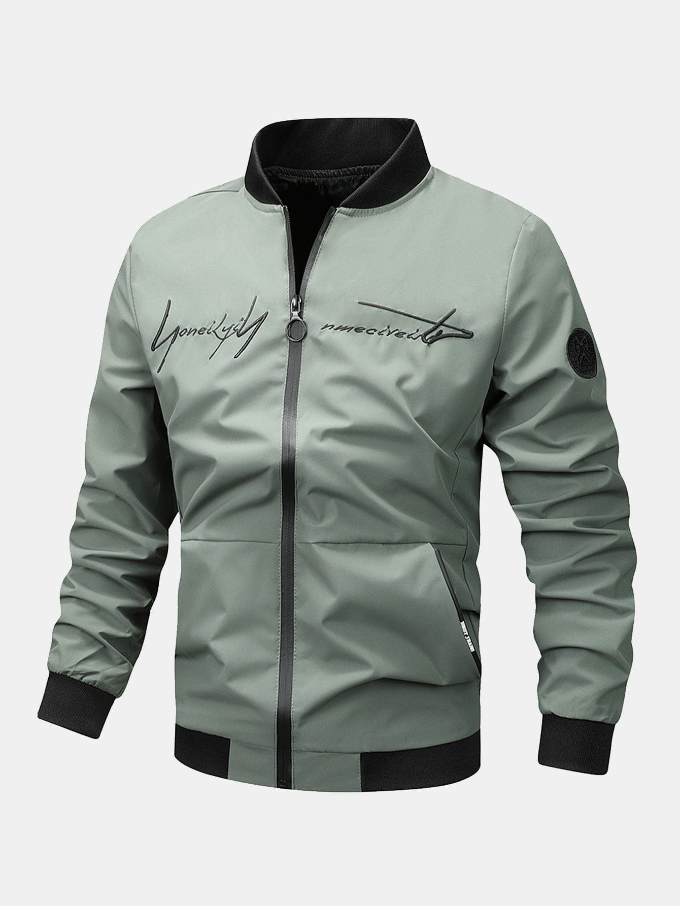 Velira Coats & Jackets šviesiai žalia / S Sloganas Zip Bomber Striukė