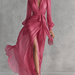 Velira DRESSES Rožinė / XS Rožinė Chiffon Suknelė V-Kaklu