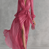 Velira DRESSES Rožinė / XS Rožinė Chiffon Suknelė V-Kaklu