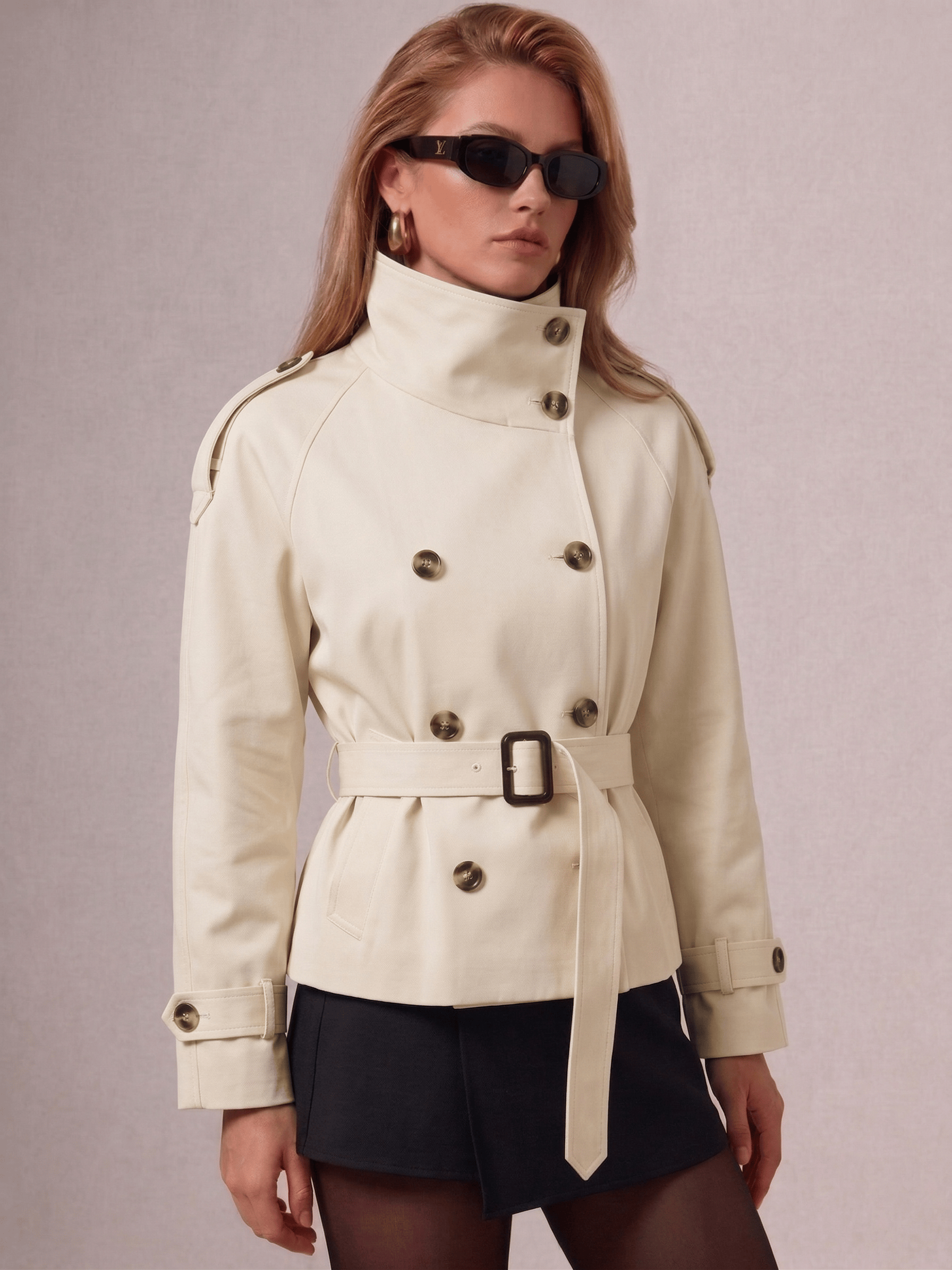 Velira High-Neck Belted Trench Coat | Isabelle Aukštos Kaklo Diržinis Paltas | Izabelė