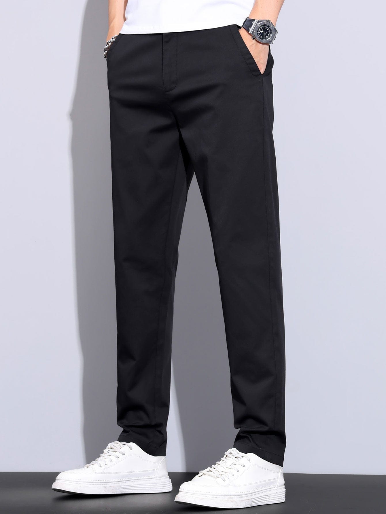 Velira Pants juoda / XS Elastinga Juosmens Tiesios Kojuos Kelnės
