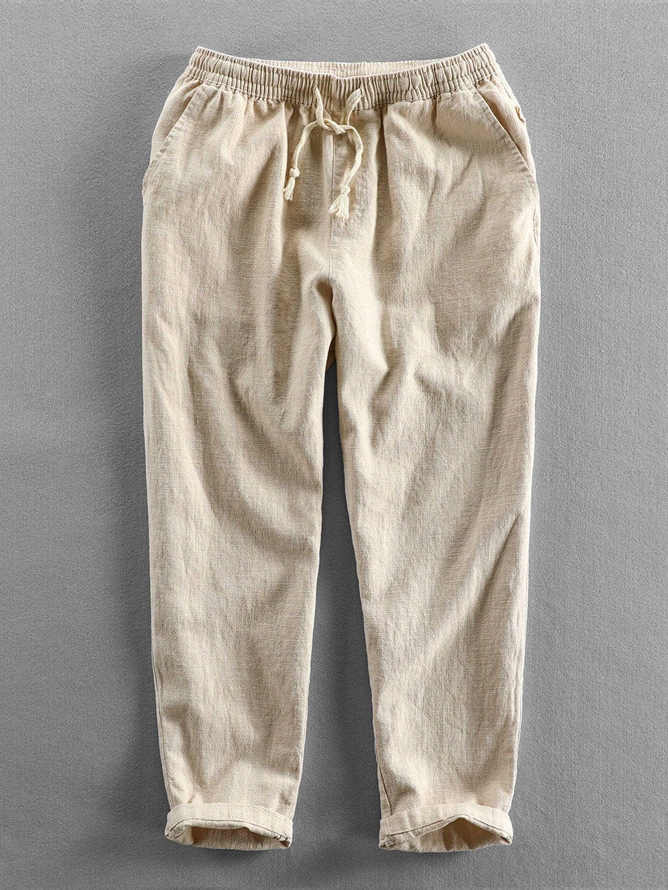 Velira Pants kreminė / S Lino ir medvilnės mišinio trumpi kelnių