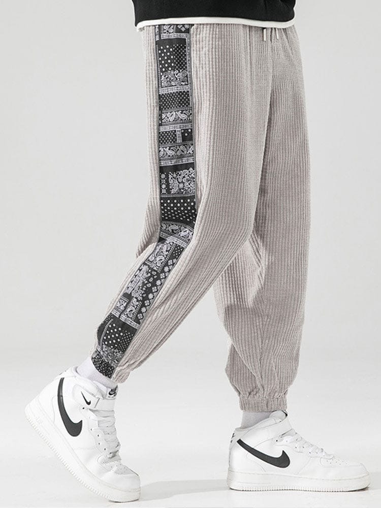 Velira Pants sidabrinė / S Šviesos džinsinio audinio paisley rašto kelnės