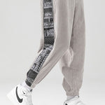 Velira Pants sidabrinė / S Šviesos džinsinio audinio paisley rašto kelnės