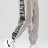 Velira Pants sidabrinė / S Šviesos džinsinio audinio paisley rašto kelnės
