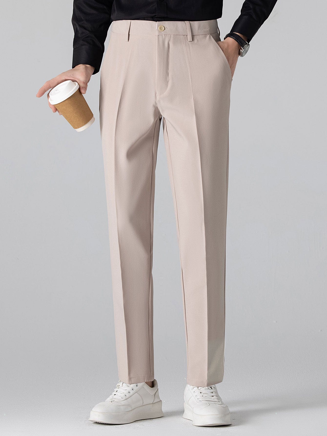 Velira Pants smėlinė / XS Lieknos formos siauri kelnių