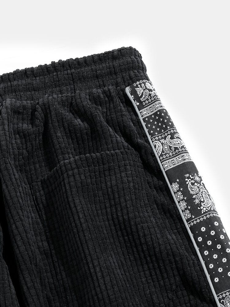 Velira Pants Šviesos džinsinio audinio paisley rašto kelnės