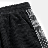 Velira Pants Šviesos džinsinio audinio paisley rašto kelnės