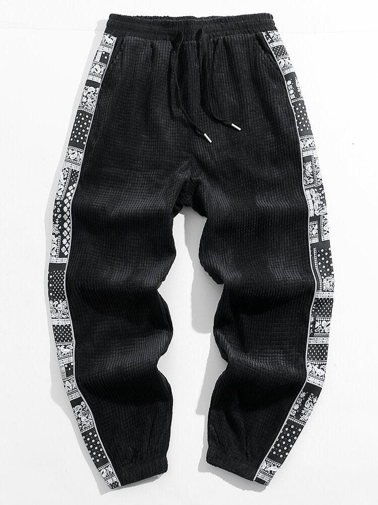 Velira Pants Šviesos džinsinio audinio paisley rašto kelnės