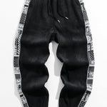 Velira Pants Šviesos džinsinio audinio paisley rašto kelnės