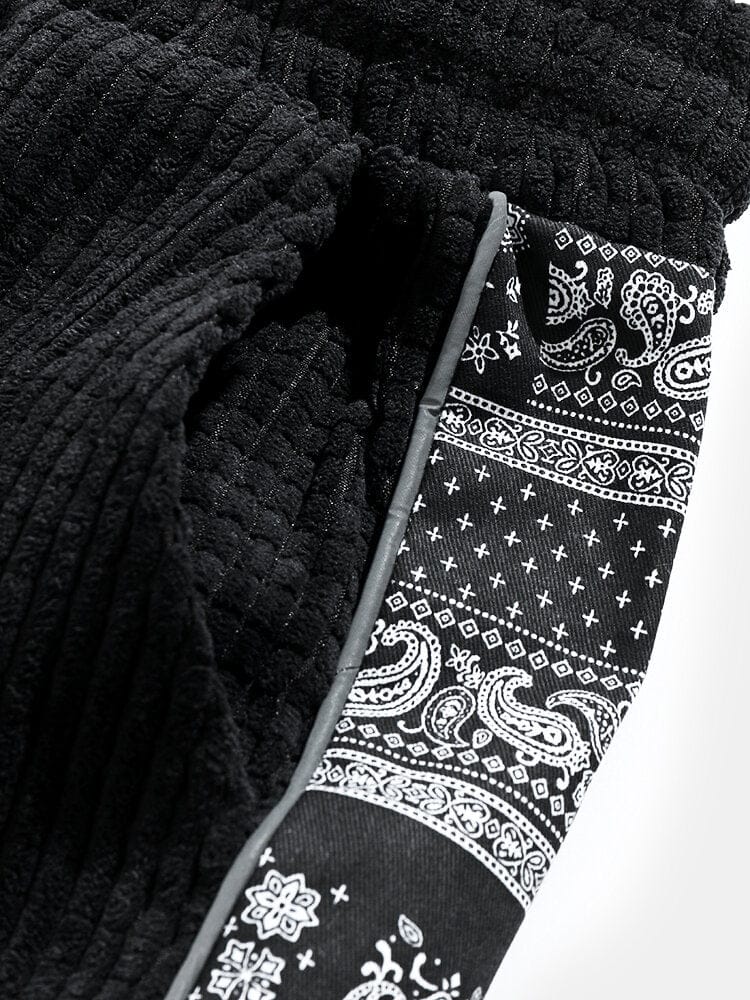 Velira Pants Šviesos džinsinio audinio paisley rašto kelnės