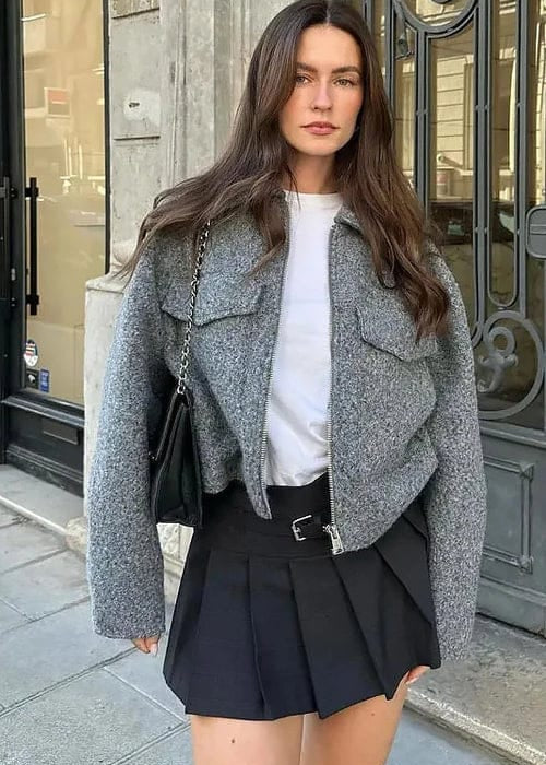 Velira Sophie | Grey Cropped Jacket Sophie | Pilka Trumpa Striukė