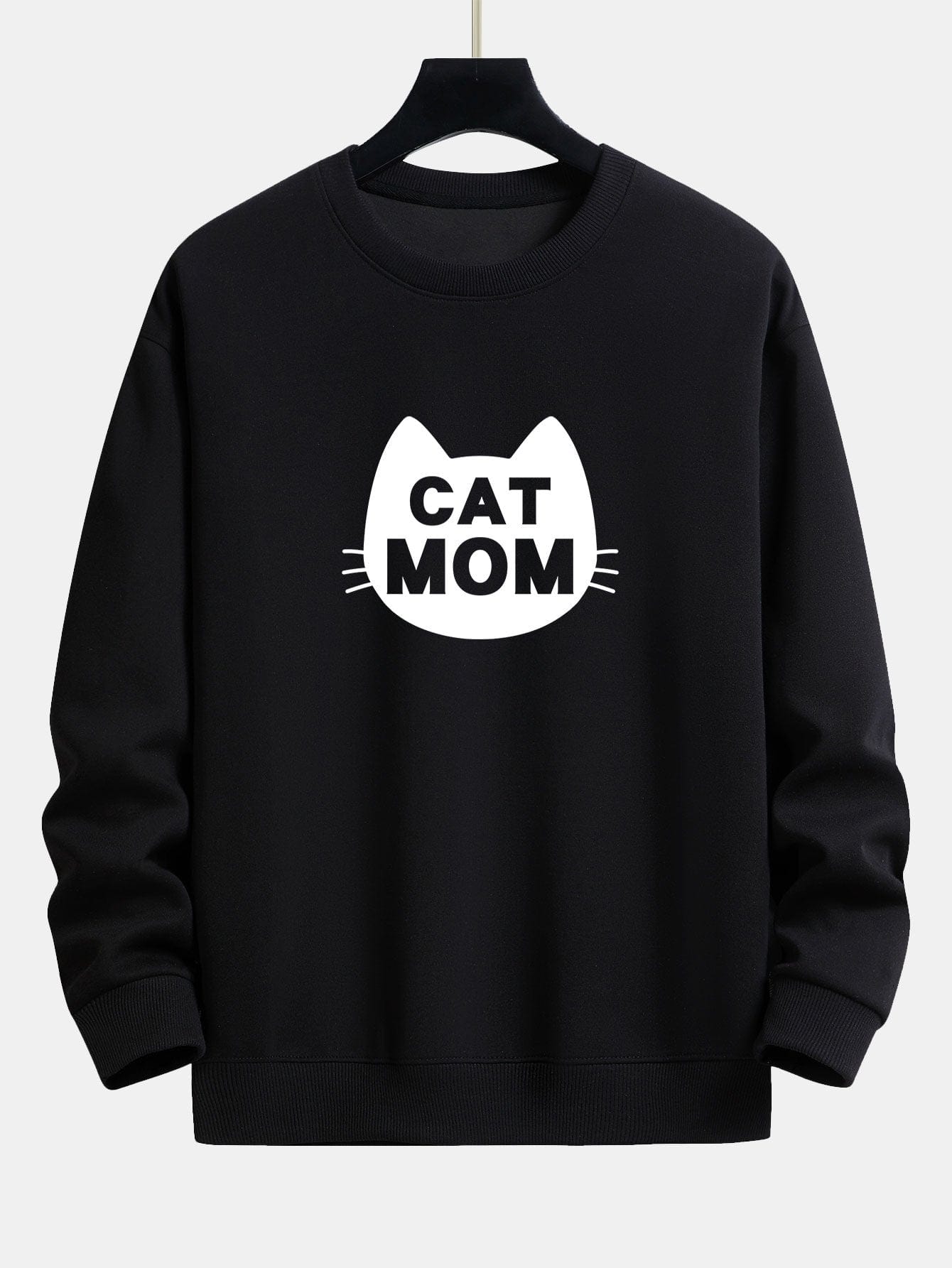 Velira Sweatshirts juoda / XS Katės Mamos Spauda Laisvas Fit Palaidinukė