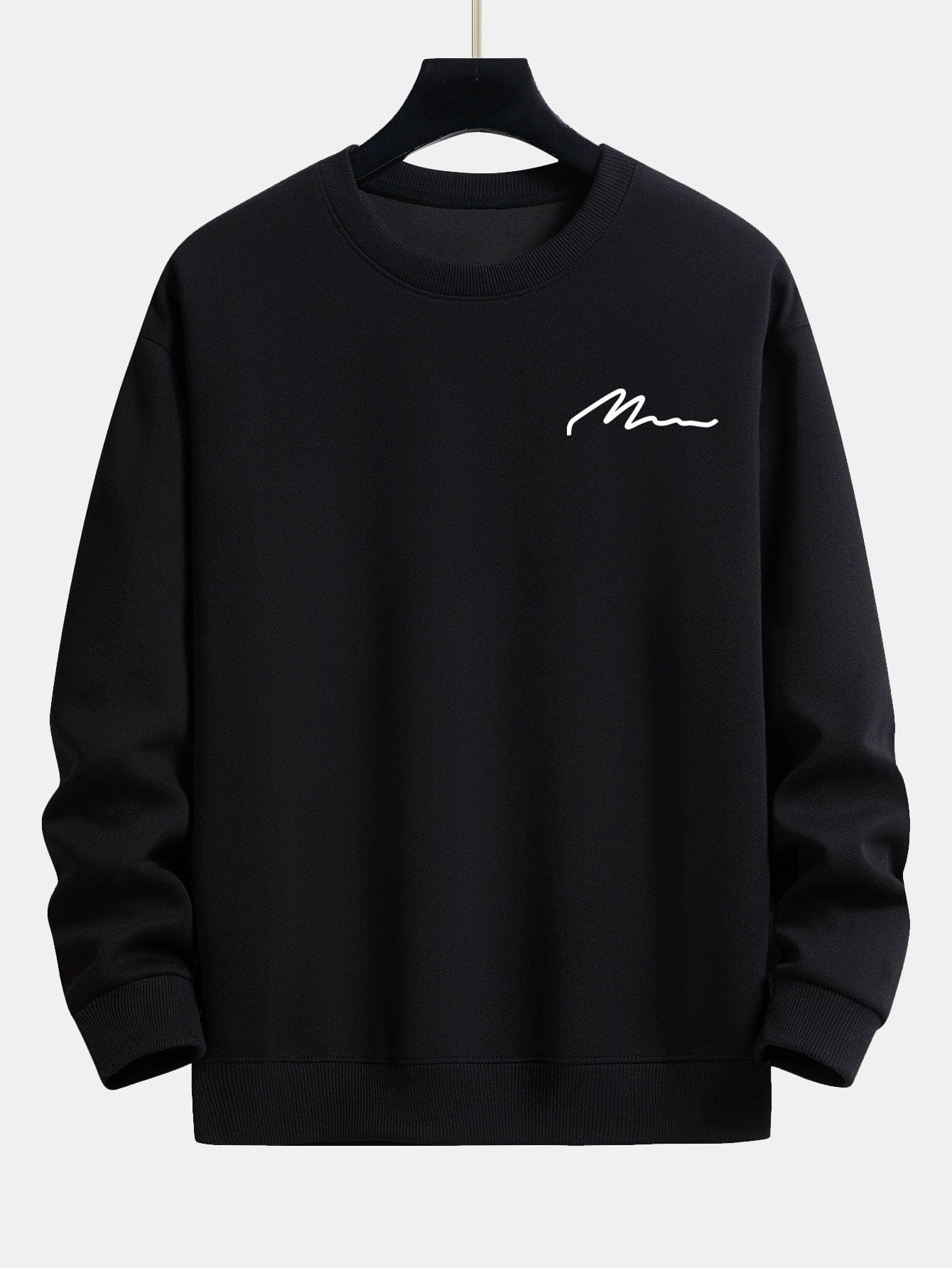 Velira Sweatshirts Juoda / XS Vyrų šūkio spaudos laisvo kirpimo džemperis