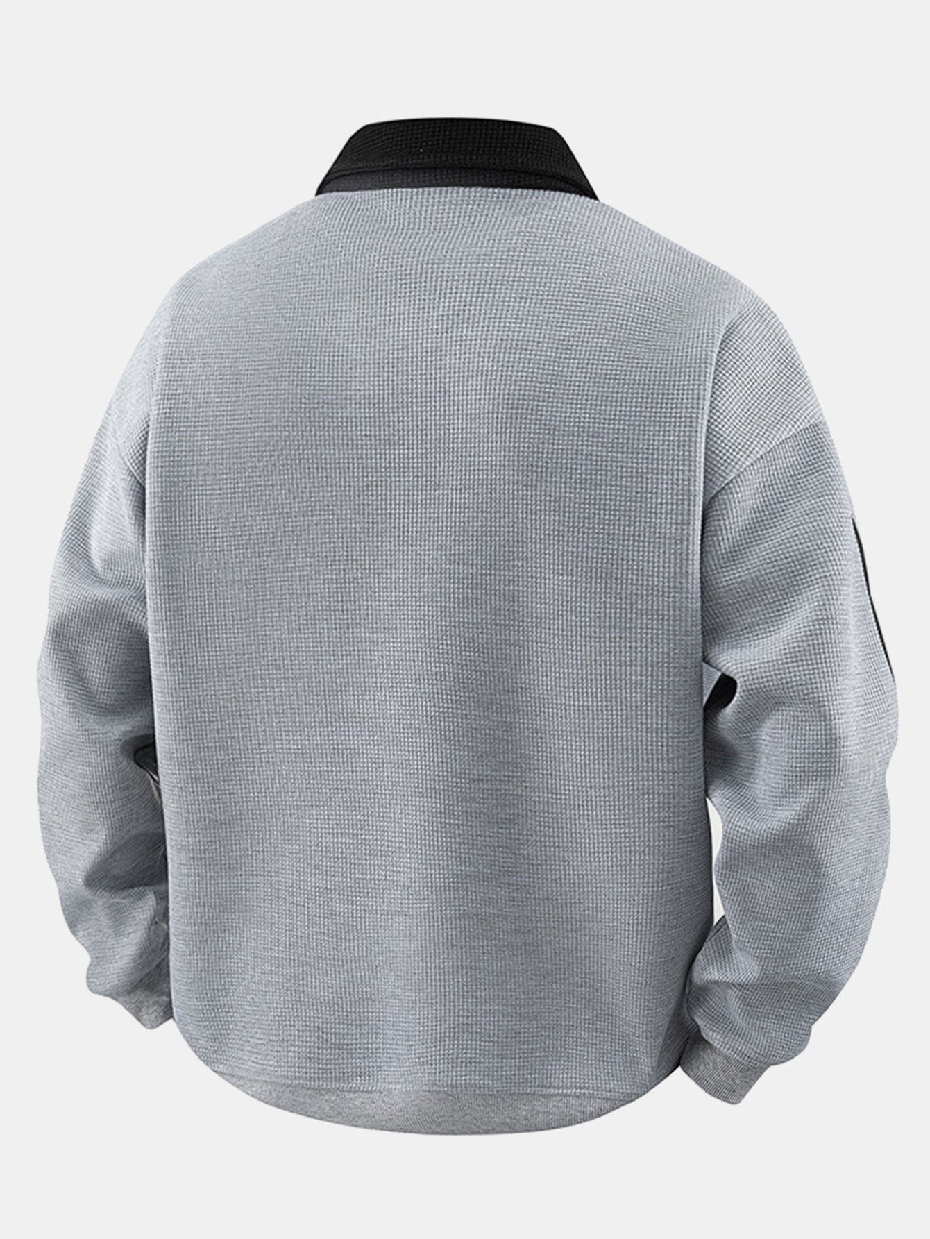 Velira Sweatshirts Juostuotas Vaflinis Užtrauktuko Polo Kaklo Megztinis