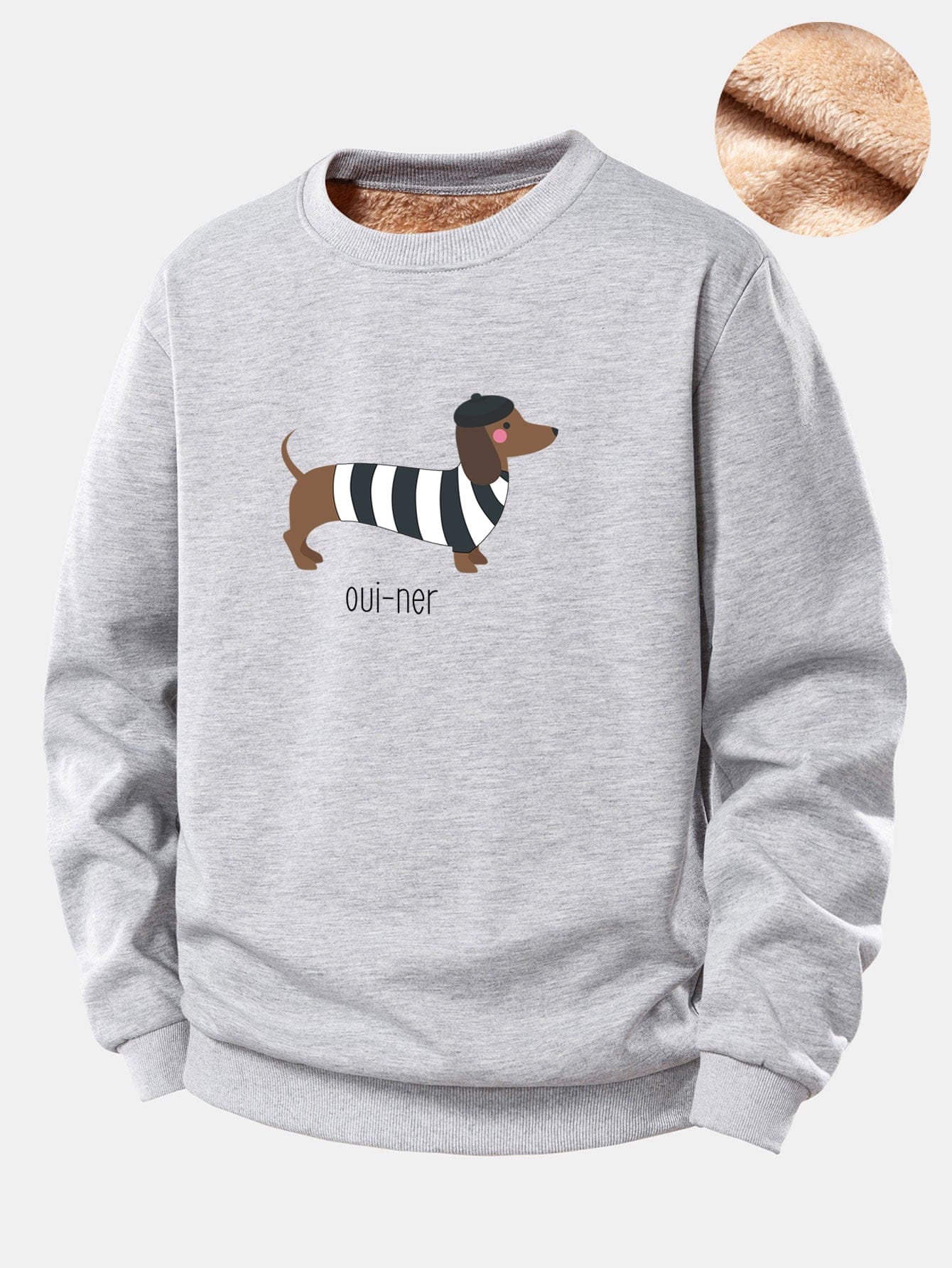 Velira Sweatshirts Sidabrinė / S Prancūziško takso rašto Teddy fliso pamušalu megztinis
