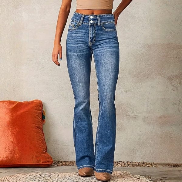 Velira Trousers & Bottoms Women Mėlyna / S Malibu Dvigubų Mygtukų Platėjantys Džinsai