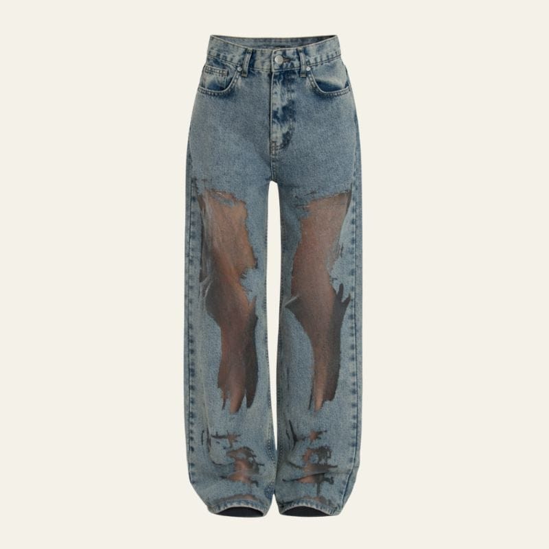 Velira Trousers & Bottoms Women Milan Mesh-Panel Aukšto Liemens Džinsai