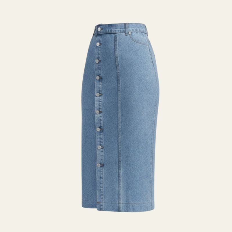 Velira Trousers & Bottoms Women Riviera Džinsinė Midi Sijonas Su Mygtukais