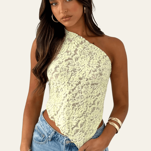 Velira Womens Tops Gražus vieno peties nėrinių topas